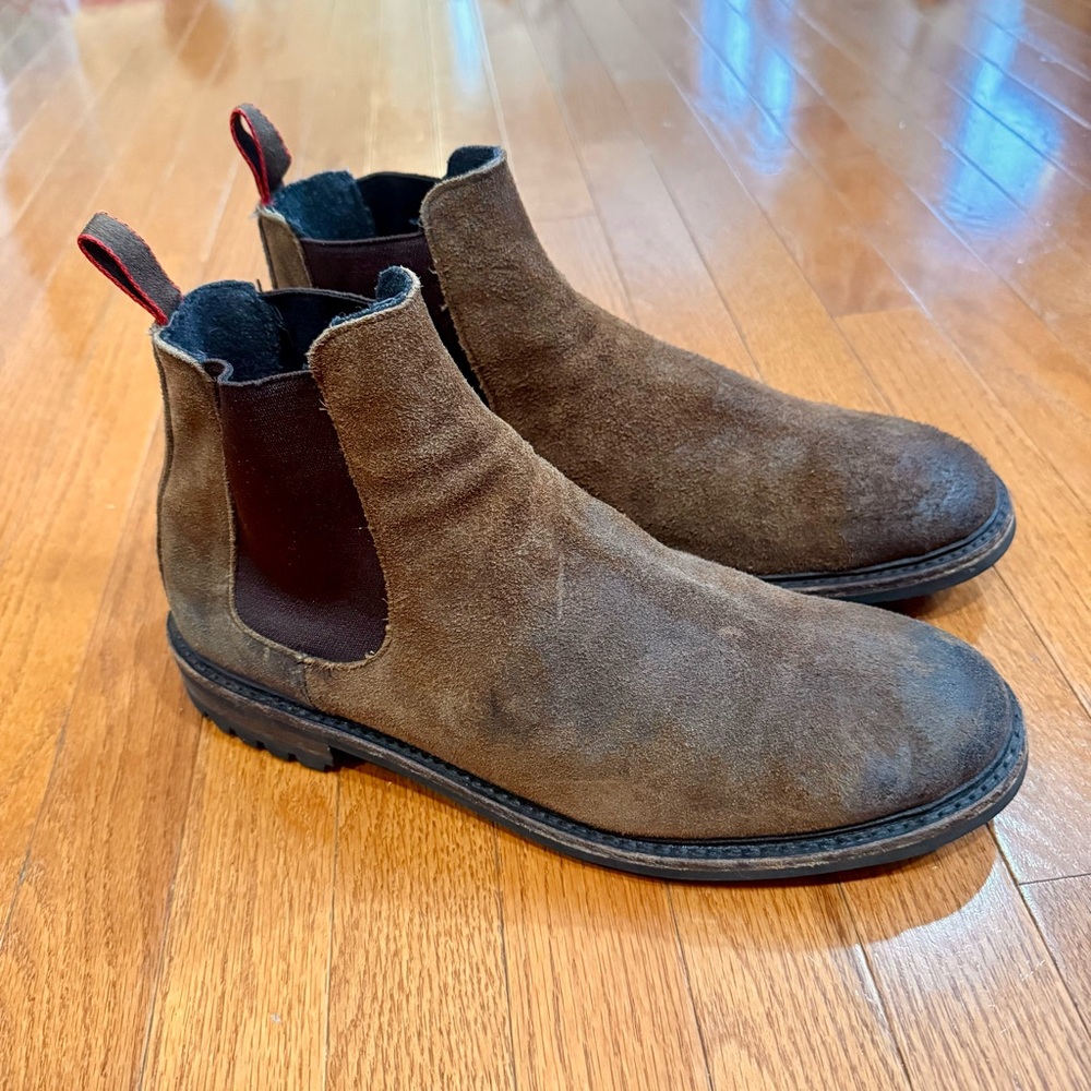 Allen Edmunds Suede Leather Chelsea Boots Mens 12D Brown Lug Itshide Commando